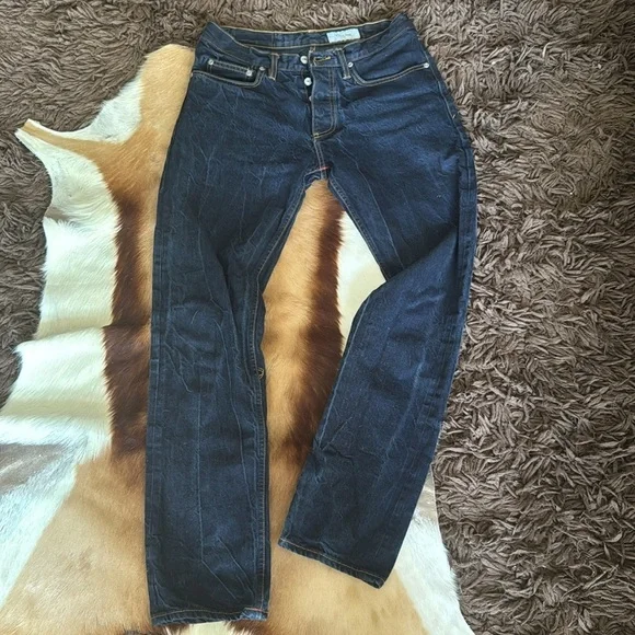 Gustin California Slim Selvedge Button FlyDenim Jeans Straight slim fit size 33